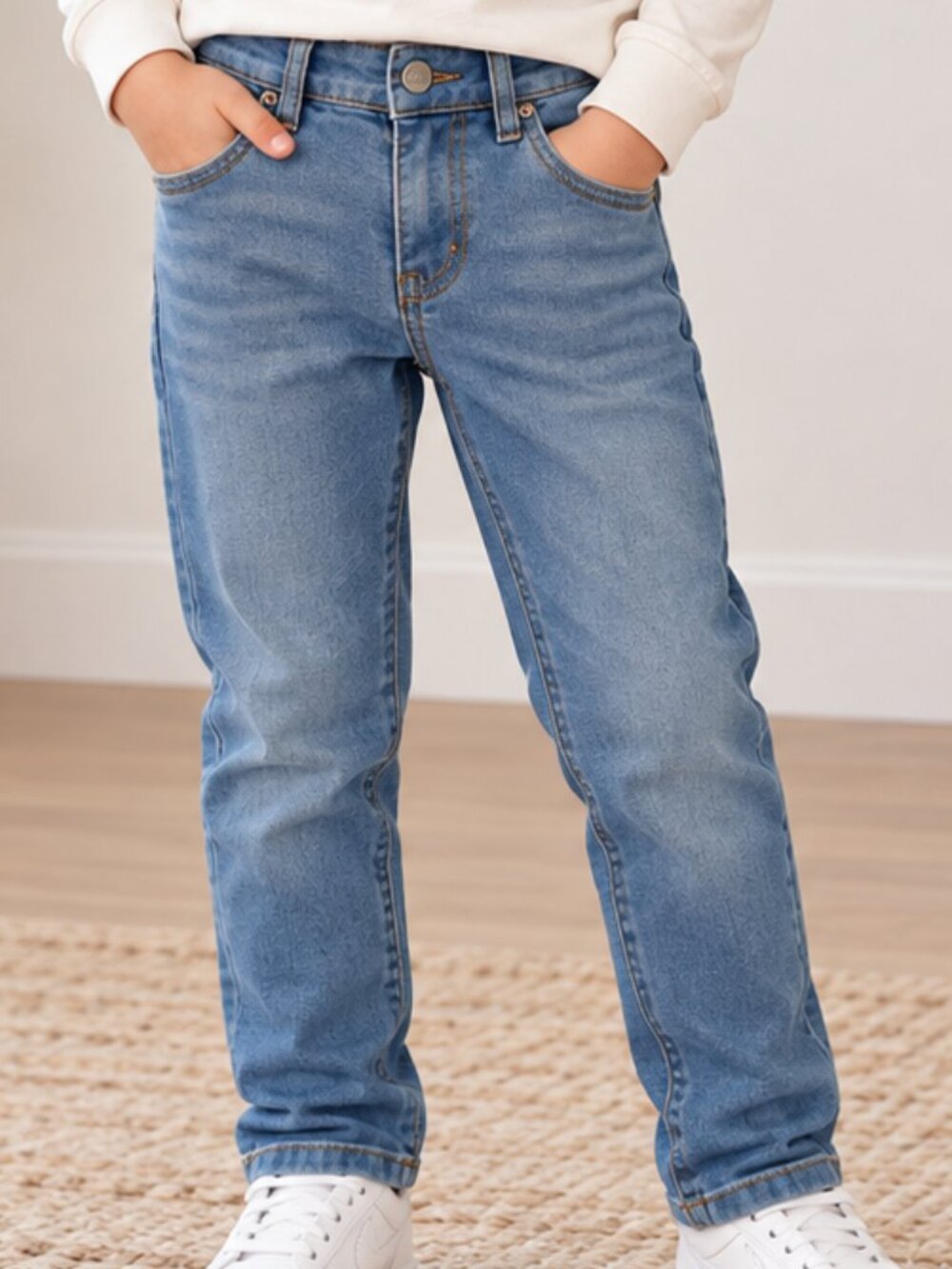 By Lee Light Wash Blue Jeans Size 5 Yellow Stitching